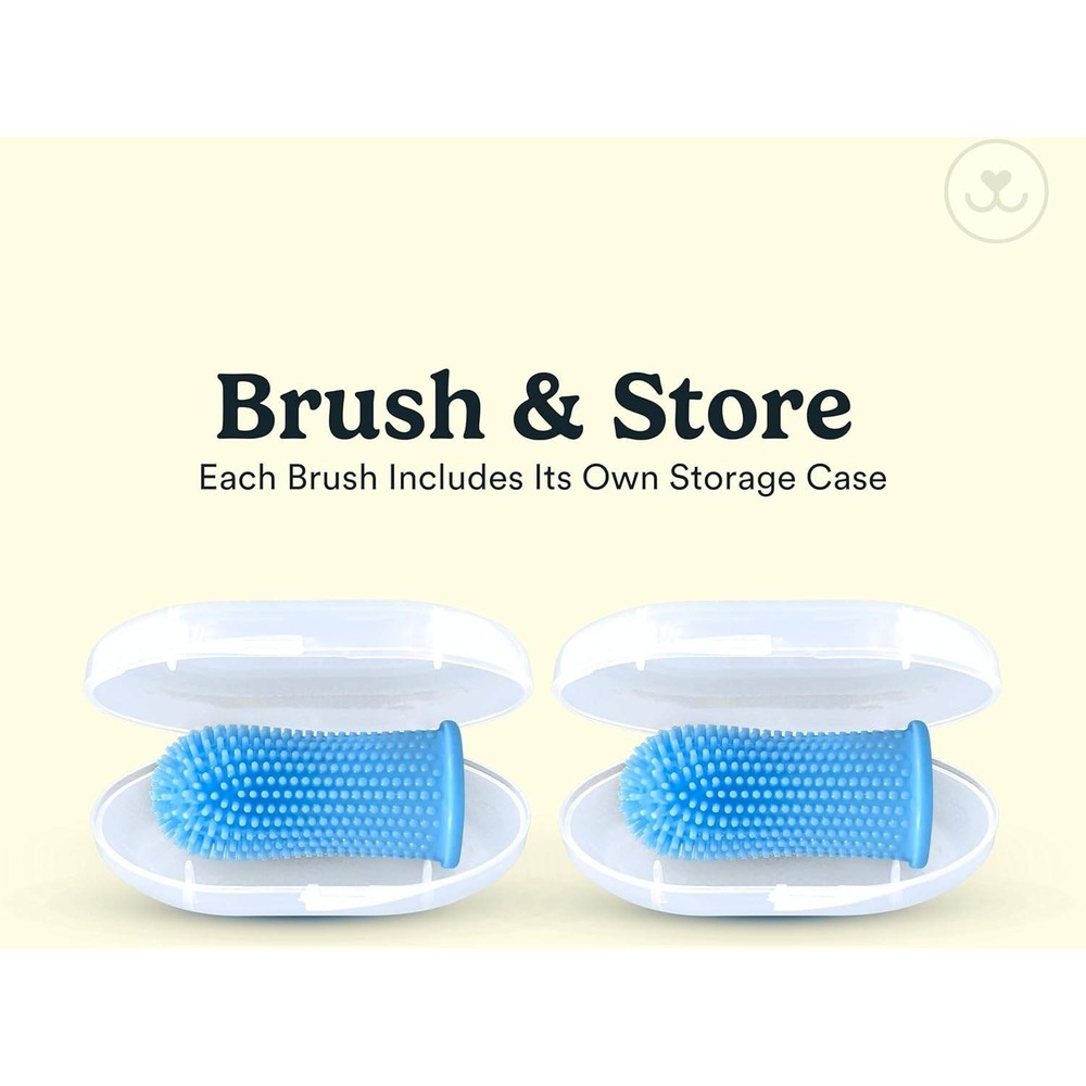 Jasper 360 Degree Finger Toothbrush for Dogs Blue Silicone Set of 2 with Cases - Picture 5 of 6